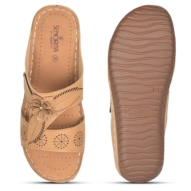 Buy LIBERTY Women LAF-755 Colour BEIGE Slippers Size 37-4