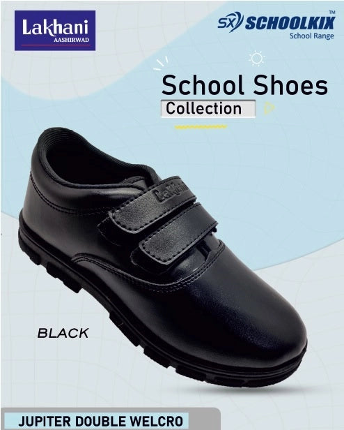 Lakhani Black Velcro Uniform School Shoes For Kids Jpiter By Lakhani Ashirwad Size 11-13 Kids