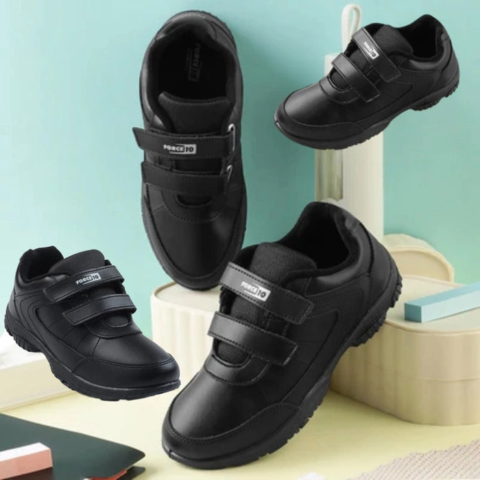 Liberty Force 10 Black Velcro Uniform School Shoes For Kids Schzone-DV By Liberty Size 7-10 Kids