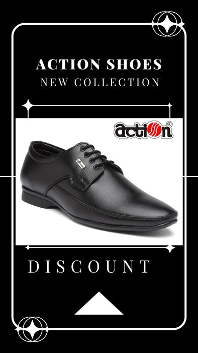 Action Dotcom OFFICE-273 BLACK Size 6-10 Stylish & Comfortable Office Formal Shoes Foe Men