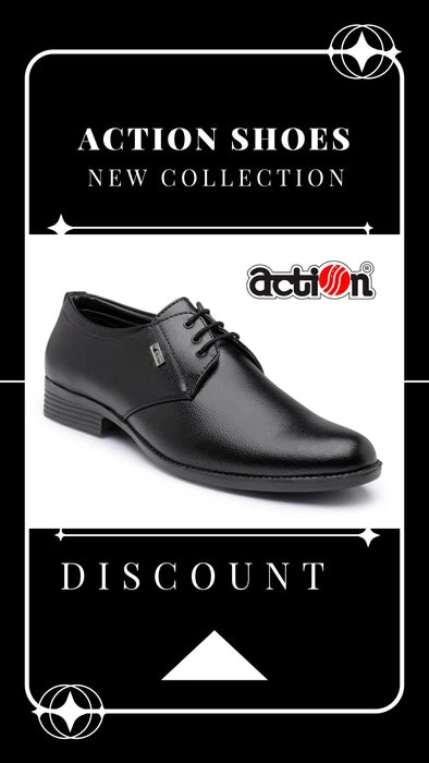 Action Dotcom OFFICE-02 BLACK Size 6-10 Stylish & Comfortable Office Formal Shoes Foe Men