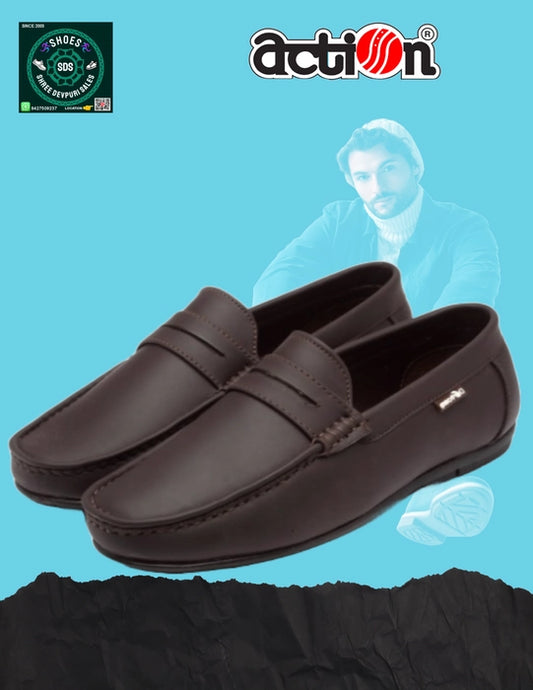 Action Dotcom DRIVE-62 Men's Brown Synthetic Leather Slip-On Formal Shoe's