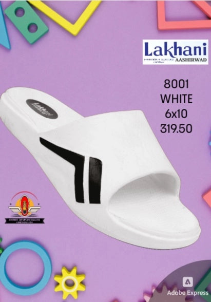 LAKHANI 8001 Men's White size 6-10 Soft EVA Rubber Slip-On Indoor Outdoor Formal Slipper For All Season