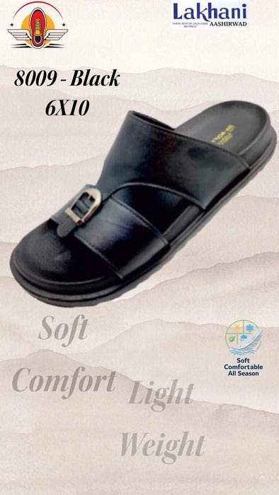 LAKHANI 8009 Men's Black Soft EVA Rubber Slip-On Indoor Outdoor Formal Slipper For All Season