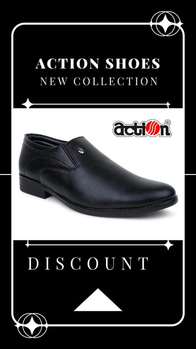 Action Dotcom OFFICE-01 BLACK Size 6-10 Stylish & Comfortable Office Formal Shoes Foe Men