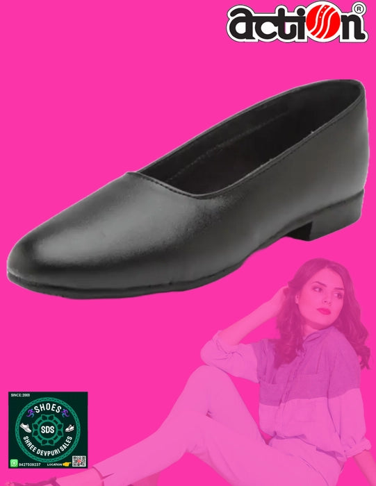 Action Dotcom B111-BLACK Light Weight,Comfortable,Trendy, Synthetic,Leather Walking Shoes For Women
