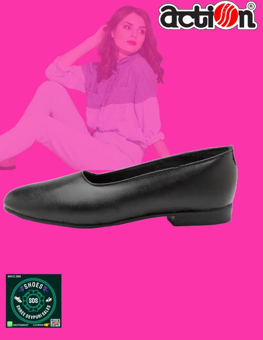 Action Dotcom B111-BLACK Light Weight,Comfortable,Trendy, Synthetic,Leather Walking Shoes For Women