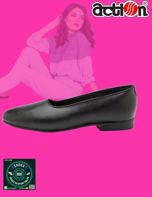 Action Dotcom B111-BLACK Light Weight,Comfortable,Trendy, Synthetic,Leather Walking Shoes For Women