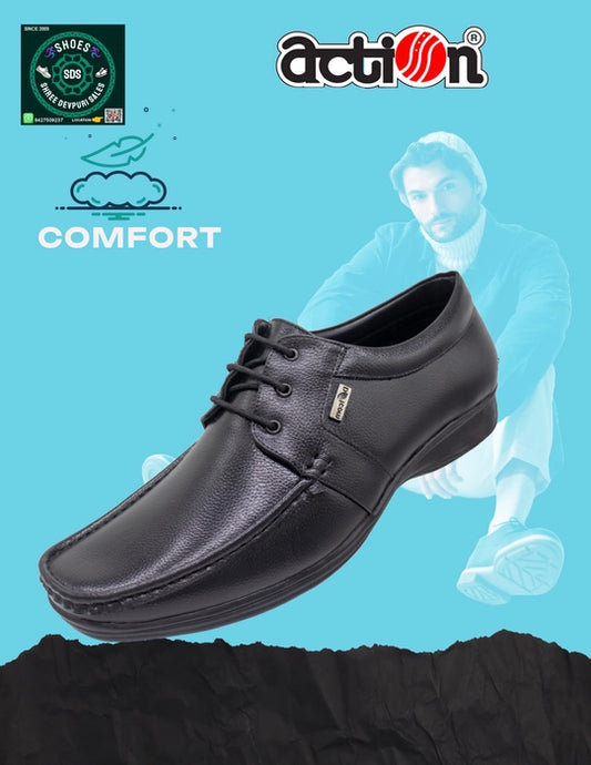 Action Dotcom OFFICE-44 Men's BLACK Synthetic Leather Slip-On Formal Shoe's