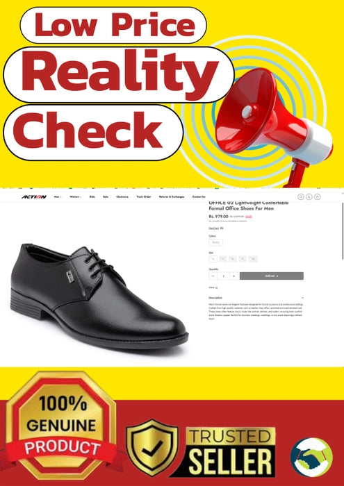 Action Dotcom OFFICE-02 BLACK Size 6-10 Stylish & Comfortable Office Formal Shoes Foe Men