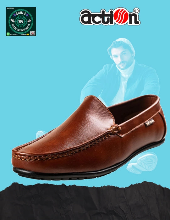 Action Dotcom DRIVE-41 Men's Brown Synthetic Leather Slip-On Formal Shoe's
