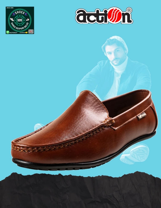Action Dotcom DRIVE-41 Men's Brown Synthetic Leather Slip-On Formal Shoe's