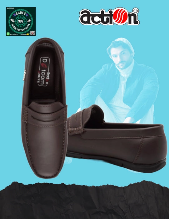Action Dotcom DRIVE-62 Men's Brown Synthetic Leather Slip-On Formal Shoe's