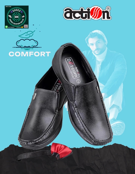 Action Dotcom OFFICE-43 Men's BLACK Synthetic Leather Slip-On Formal Shoe's